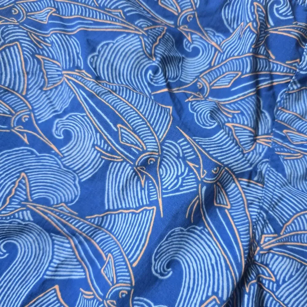Columbia PFG Shark Print Swim Trunks Boys Youth XL 18/20 Blue White UPF 50 NWT
